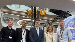 Pictured at Space Park Leicester are Jason Pitt and Ellie Hall from Made in the Midlands, alongside Ben Shenton and Craig Russell of Pinnacle International Freight, with Vinay Patel from Space Park Leicester, who led the tour of the facility. The visit highlighted the innovation, collaboration and advanced manufacturing capabilities helping to drive growth across the Midlands and beyond.